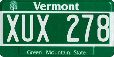 VT license plate XUX278