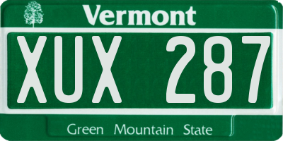 VT license plate XUX287