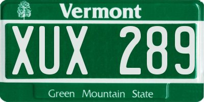 VT license plate XUX289