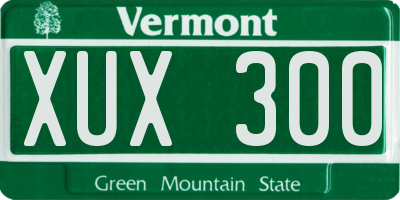 VT license plate XUX300