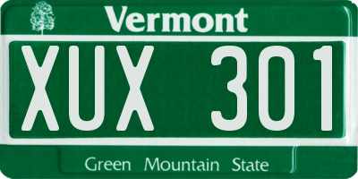 VT license plate XUX301