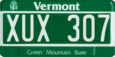 VT license plate XUX307