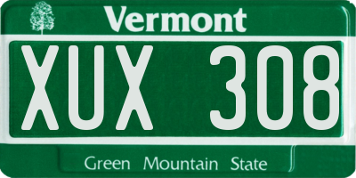 VT license plate XUX308