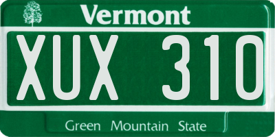 VT license plate XUX310