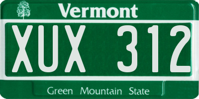 VT license plate XUX312
