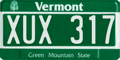 VT license plate XUX317