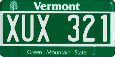 VT license plate XUX321