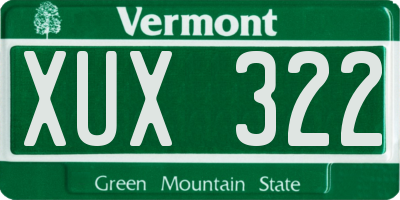 VT license plate XUX322