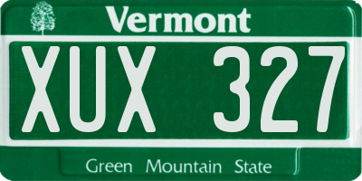 VT license plate XUX327