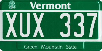 VT license plate XUX337
