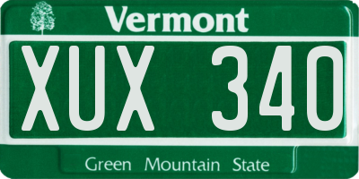 VT license plate XUX340