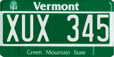 VT license plate XUX345