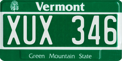 VT license plate XUX346