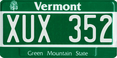 VT license plate XUX352