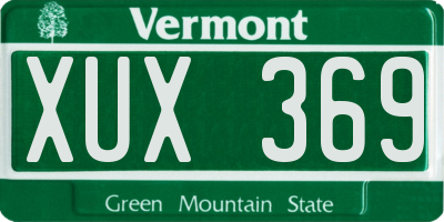 VT license plate XUX369