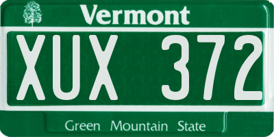 VT license plate XUX372