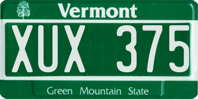 VT license plate XUX375