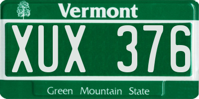 VT license plate XUX376