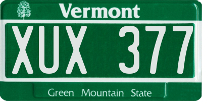 VT license plate XUX377