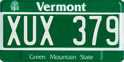 VT license plate XUX379