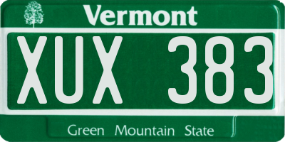 VT license plate XUX383