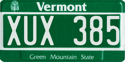 VT license plate XUX385