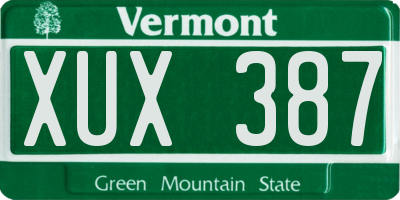 VT license plate XUX387