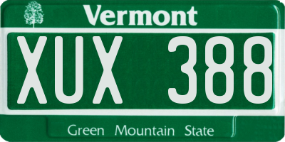 VT license plate XUX388