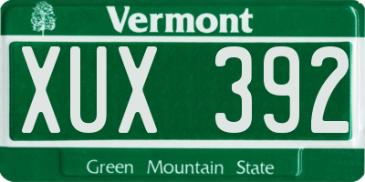 VT license plate XUX392