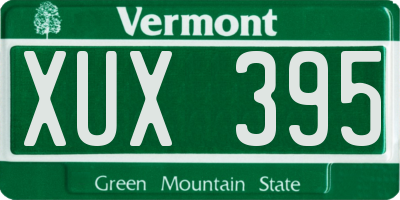 VT license plate XUX395