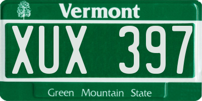 VT license plate XUX397