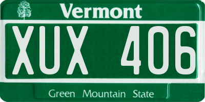 VT license plate XUX406