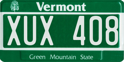 VT license plate XUX408