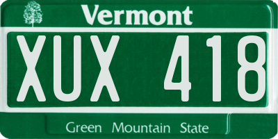 VT license plate XUX418