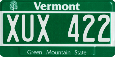 VT license plate XUX422