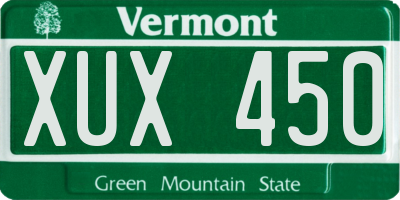 VT license plate XUX450
