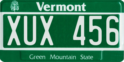 VT license plate XUX456