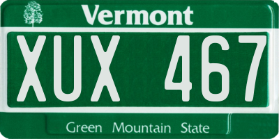 VT license plate XUX467