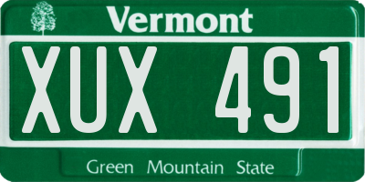 VT license plate XUX491