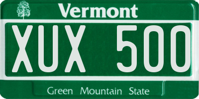 VT license plate XUX500