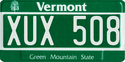 VT license plate XUX508