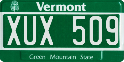 VT license plate XUX509
