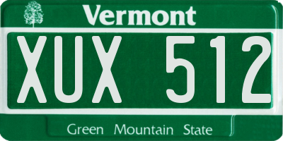 VT license plate XUX512