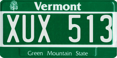VT license plate XUX513