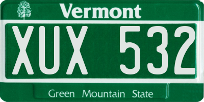 VT license plate XUX532