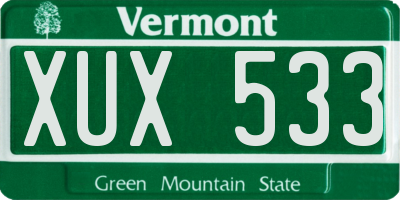 VT license plate XUX533