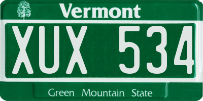 VT license plate XUX534