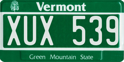VT license plate XUX539