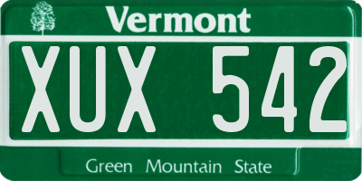 VT license plate XUX542