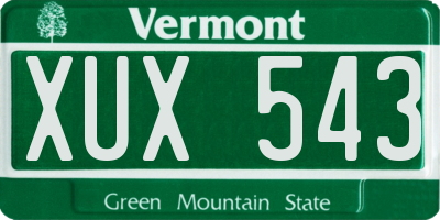 VT license plate XUX543
